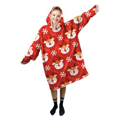 China Wholesale Oversized Anti-pilling Christmas Cartoon Sherpa Pattern Sweatshirt Cute Portable Hooded Giant Pocket Blankets Drop Shipping for sale