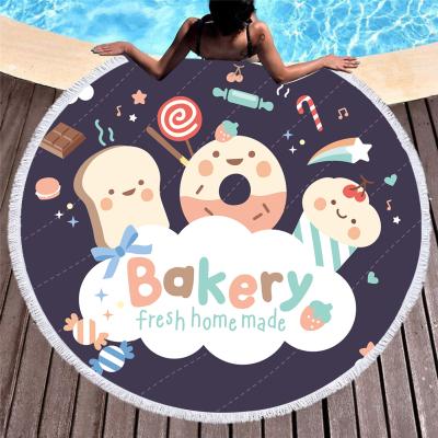 China Disposable Bake 100% Wholesale Soy Bean Round Beach Towel With Tassel Microfiber Drop Shipping for sale