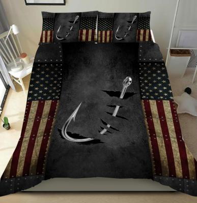 China Horror Style America Flag Anti-Static Comforter Bedding Sets Pillowcases Quilted Throws Bedding Sets Wholesale Drop Ship for sale