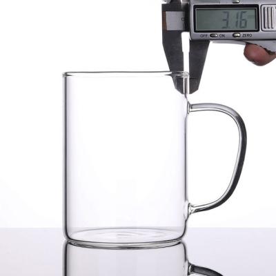 China CLASSIC Hot Sale 300ml Clear Glass Tea Cup Drinking Water Tumbler Cup With Handle for sale