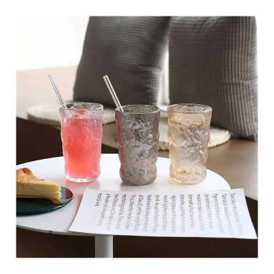 China Viable Glass Custom Water Cup Transparent Water Glacier Pattern Glass Cups Manufacturers for sale