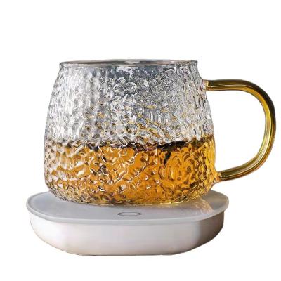 China CLASSIC Handmade Durable Drinks Hammer Pattern Glass Transparent Mug With Handle for sale