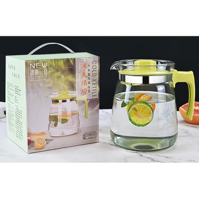 China Home Stored Kitchen Glass Water Carafe With Lid Borosilicate Glass Water Jug Heat Resistant Jug For Tea for sale