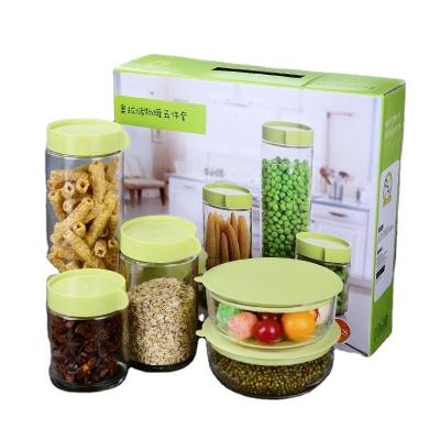 China Borosilicate Glass Canister Jar Kitchen Food Spice Storage Stored Jar And Containers With Lid for sale