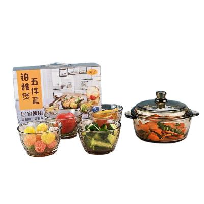 China European Style Disposable Hot Ear Disposable Double Handle Kitchen Style Sale Soup Bowl Instant Noodle Bowl Glass Sets for sale