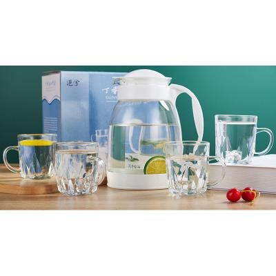 China High Quality Clear Glass Set Stocked Tea Coffee Maker Cup*4 Pot*1 for sale