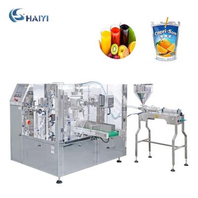 China Automatic Liquid Food Doypack Juice Stand Up Bag Milk Pouch Packaging Machine for sale