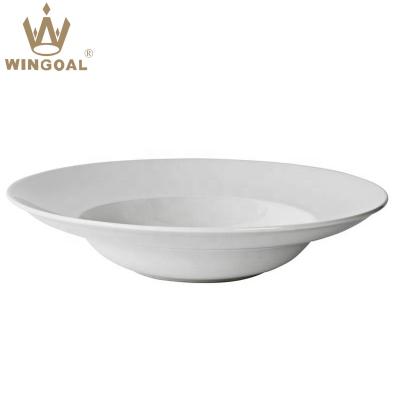 China Viable White Porcelain Rim Pasta Dish 10 Inch for sale