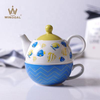 China Sustainable Ocean Tea Set Ceramic Tea For One for sale