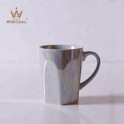 China Sustainable Ceramic Hexagon Mug With Pearl Luster Glaze for sale