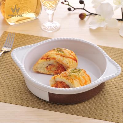 China Sustainable High Quality Porcelain Baking Dish Ceramic Mold With Ear for sale