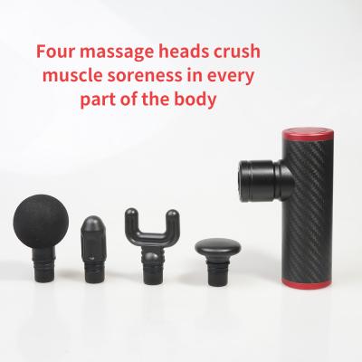 China 2022 Tranquil Body Carbon Fiber Muscle Massage Gun Fascial Percussion Muscle Massager Gun with 4 Gears for Body for sale