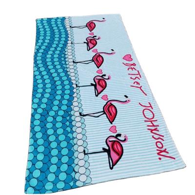 China Disposable Flamingo Printed 100%Cotton High Quality Terry Custom Beach Towel for sale