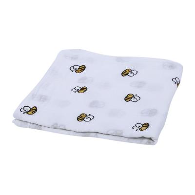 China Reuseable 100% Cotton Printed Muslin Fabric Baby Muslin Wrap Blanket for sale