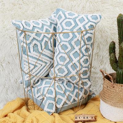 China Computer Anti-static Embroidery Flowers Floral Square Sofa Pillow Macrame Cushion Cover For Bedroom Or Outdoor Colorful for sale