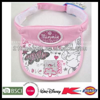 China Custom Printed Cute Picture Pink Girls Sun Visor for sale