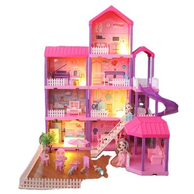 China Plastic Cartoon Toy Fashion Doll House Toy Suite Doll Villa with Furniture and Doll Accessories for Girls Mini Apartment Building DIY Toy for sale