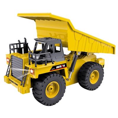 China RC Model Huina 1:18 Scale 6 CH Alloy Dump Truck Transporter 2.4GHZ Alloy Excavator Diecast Electric Remote Control Toy for sale