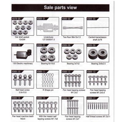 China RC Hobby Wltoys 1/28RC Car Spare Parts K989 K969 Parts Catalog (see the product details picture) for sale