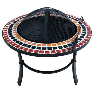 China Easily Assembled Backyard BBQ Mosaic Tile Border Fire Pit Table for sale