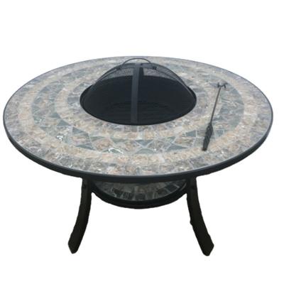 China Wholesale Easily Assembled Fire Pit Round Mosaic Tile BBQ Table for sale