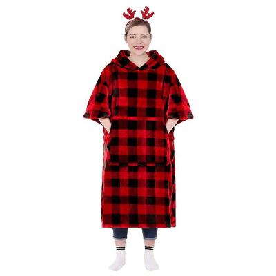 China Wearable Wearable Blanket Customized Super Sherpa High Quality Wearable Winter Long Over Size TV Hoodie Blanket With Sleeves for sale