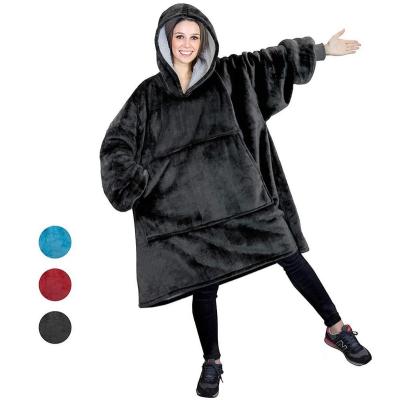 China Premium Giant Oversized Sweater Hoodie Fleece Pocket Quality Winter Hooded Blanket Portable Warm Wearable Blanket for sale