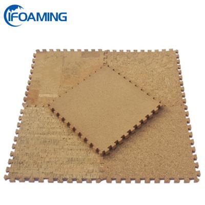 China Anti-bacteria Cork Wood EVA Floor Interlock Foam Mat EN71 European Standard for sale