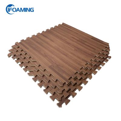 China Non-Smell Wood Effect Interlocking EVA Foam Mat 4 Tiles 16sqft Big Kids Puzzle for sale