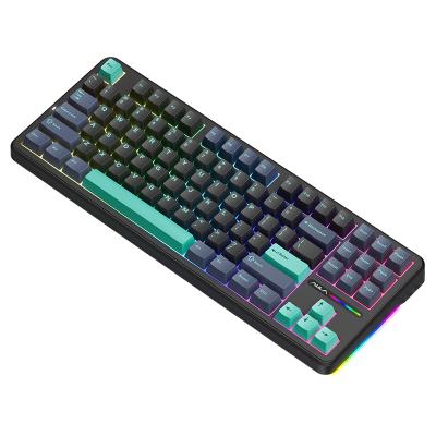 China New arrivals ALUA F87 gaming keyboards DIY RGB backlit  keys rgb computer pc game wireless mechanical gaming keyboard No for sale