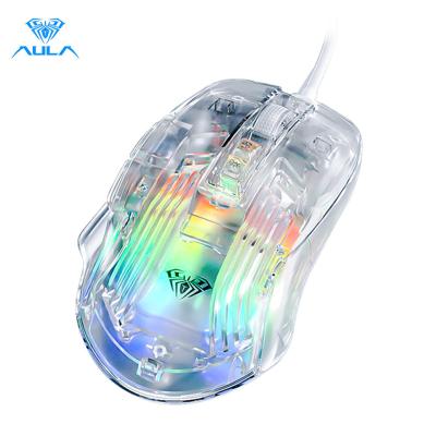 China Gaming AULA S80 Wired Gaming Mouse Transparent Ergonomic Computer Mouse 7200 DPI Macro Programming Esports PC Mice RGB Light for Laptop for sale