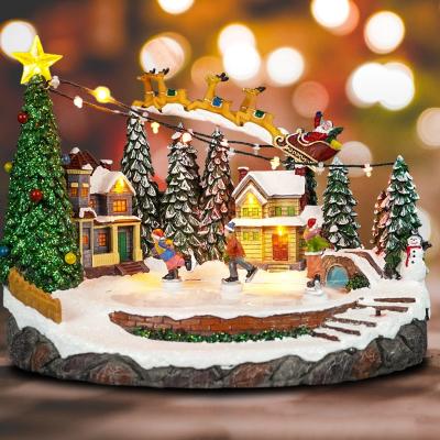 China Hot Selling Chirstmas Decor Amazon Christmas Village Homes With Skate for sale