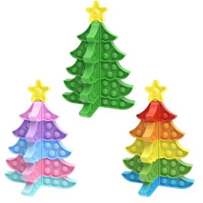 China HOT SALE High Quality Funny Design 3D Christmas Tree Eco-friendly Decompression Pop It Up Decorations for sale