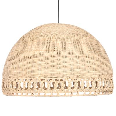 China Sustainable household restaurant circular rattan lampshade with creative pattern Japanese style chandelier decoration art for sale