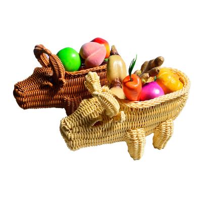 China Multifunctional Rattan Image Cartoon Decoration Home Bread Supply Basket Viable Creative Storage Basket Fruit Basket for sale