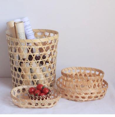 China Factory Customized Round Fruit Basket Viable Manual Storage Basket Woven Egg Kitchen Storage Container for sale