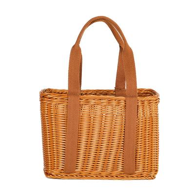 China cesti vimini scam manico colored twine wicker service viable grass woven storage basket rattan wicker bag shopping basket for sale