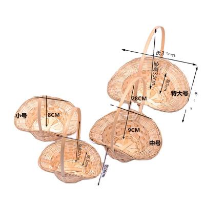 China Large outdoor viable bulk fruit gift garden bamboo wicker basket wine basket with nuetral stripe for flowers cesti vimini crook for sale