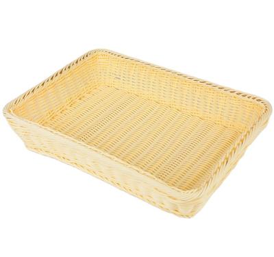 China Sustainable Supermarket Fruit Vegetable Display Basket Plastic Flat Wicker Basket for sale