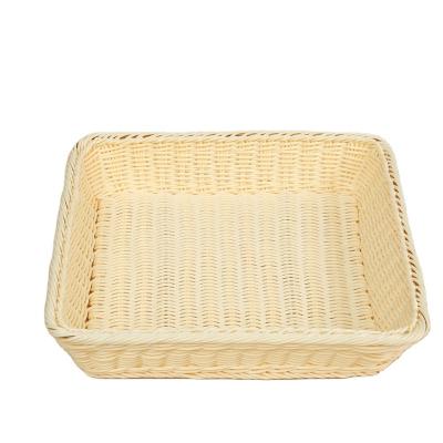 China Sustainable New Design Supermarket Fruit Display Rectangle Rattan Basket for sale