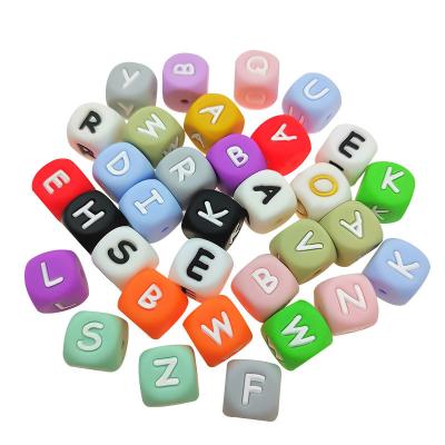 China Modern Silicone Beads Food Grade Baby Teether DIY Bracelet Polygonal English Alphabet Molar Loose Beads for sale