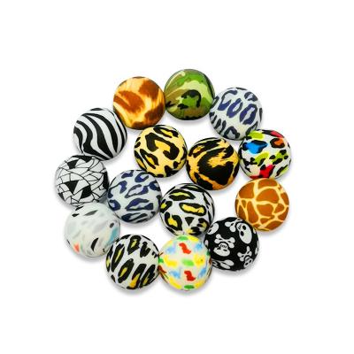 China Modern Factory Wholesale Color Printed Silicone Water Transfer Beads Leopard Skull Camouflage Food Grade Silicone Beads for sale