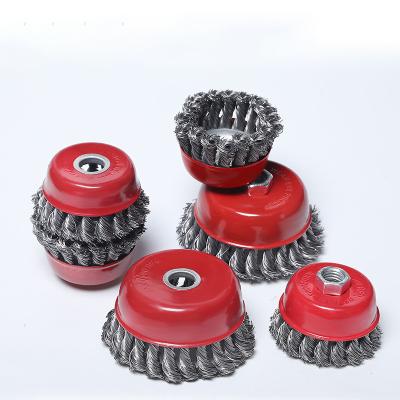 China Cup Shaped Wire Rust Remover Metal Grinder Angle Wheel Torsion Morden Grinding And Polishing Wheel Thickened Steel Wire Brush for sale