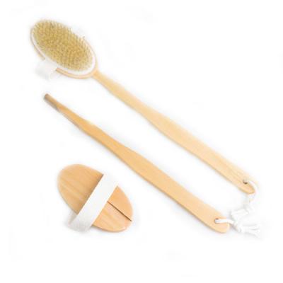 China All Lash Tiny Shower Brushes Oval Bath Brush Sisal Long Handle Cactus Massage Dry Skin Nature Hair Natural Removable Wooden Body Scrubber for sale