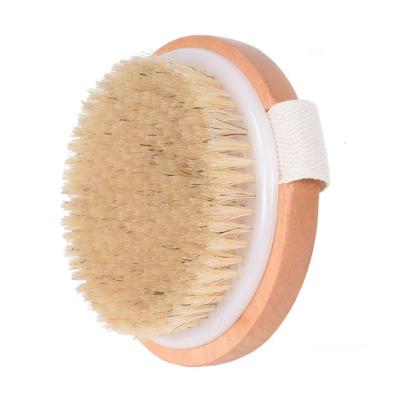 China Manufacturer Wooden Massage DrySkin All Natural Round Lash Bath Brushes Bamboo Sisal Back Shower Body Scrubber Wooden Bath Brush for sale