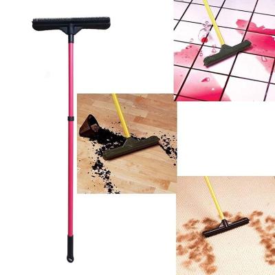 China Double-section Strong Telescopic Pet Hair Removal Mop Dust Broom Cleaning Hands-Free Floor and Quick Cleaning Brush for sale