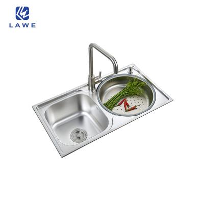 China With Faucet Pressing Sink With Drain Basket Over Stainless Steel Sink Double Counter 201 Bowls Pressing Kitchen Sinks for sale