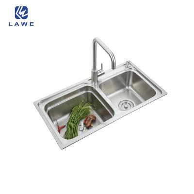 China With faucet good quality square bowl sink pressing stainless steel sink satin finish gold kitchen sinks for sale