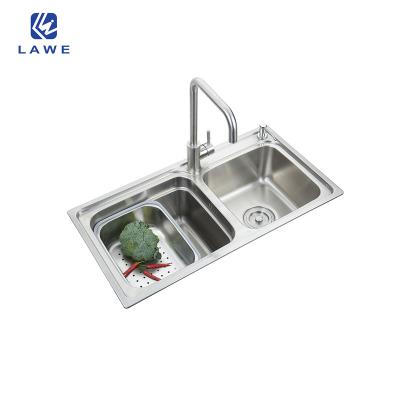 China With Faucet Top Sell Double Bowl SUS201 Stainless Steel Kitchen Sinks Competitive Price Manufacturer Of Kitchen Sinks for sale