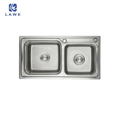 China No Pressing Double Faucet Hot Sale Bowl And Drainer Stainless Steel Sink Easy To Clean Kitchen Sinks for sale